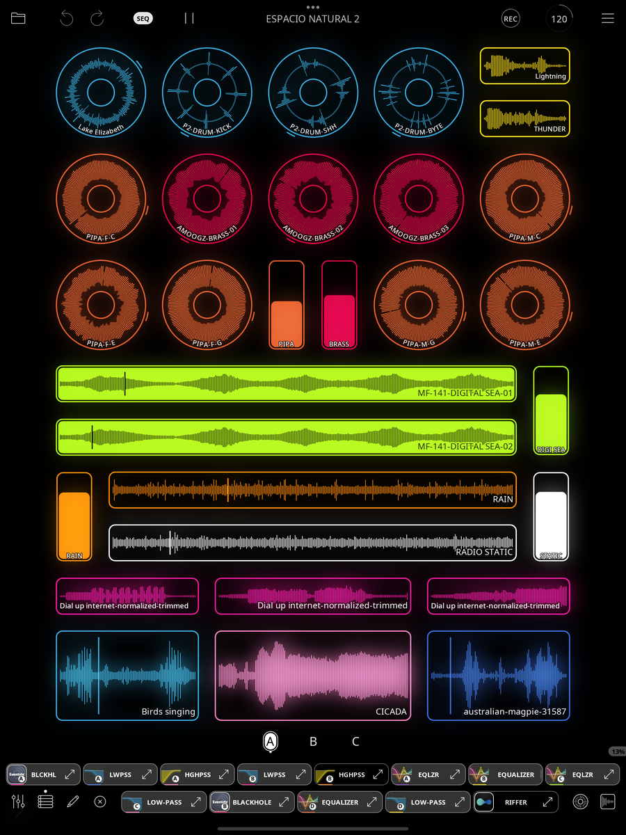 Soundscape design setup showing equipment and space